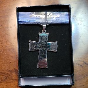 Stainless Steel 2" Serenity Prayer Cross Necklace